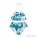 Infant Family Matching 2PCS Leaf Print Halter Neck Ruffles Swimsuit Mommy Girl Spaghetti Straps Lace Up Crop Top Blue B07N2LCSMS
